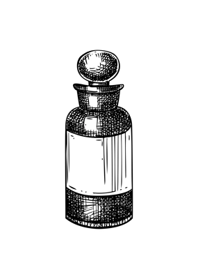 Poison bottle sketch. Witchcraft vector illustration. Vintage Halloween design element. Hand-drawn alchemical icon, esoteric symbols. NOT AI generated